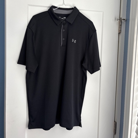 3 for $27! | UNDER ARMOR | Men’s Size L Loose Black Polo Heatgear - Picture 3 of 8